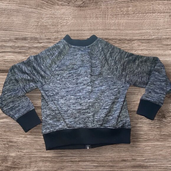 Gap Heathered Gray Zip-Up Jacket Pockets Black Ribbed Trim Comfort Casual - Picture 2 of 5